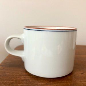Dansk Bistro Ceramic Flat Cup DAN 128 Blue & Orange Stripe Trim